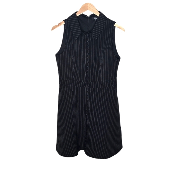 Lulus Pinstriped Buttoned Down Sleeveless Midi Dress - Picture 1 of 7